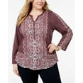 thumbnail image 1 of Style & Co. - Printed Long Sleeves Henley Top - Plus Size - 1X, 1 of 2