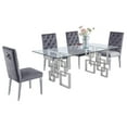 thumbnail image 1 of Rectangular Clear Glass 5pc Dining Set with Silver Stainless Steel Base, 1 of 4