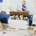 thumbnail image 4 of HOOBRO Storage Chest, Toy Chest with Safety Hinge, Toy Box Organizer, 39.3 x 15.7 x 17.7 Inches Farmhouse Style Storage Bench, for Living Room, Bedroom, Entryway, White and Walnut WH26CW01, 4 of 8