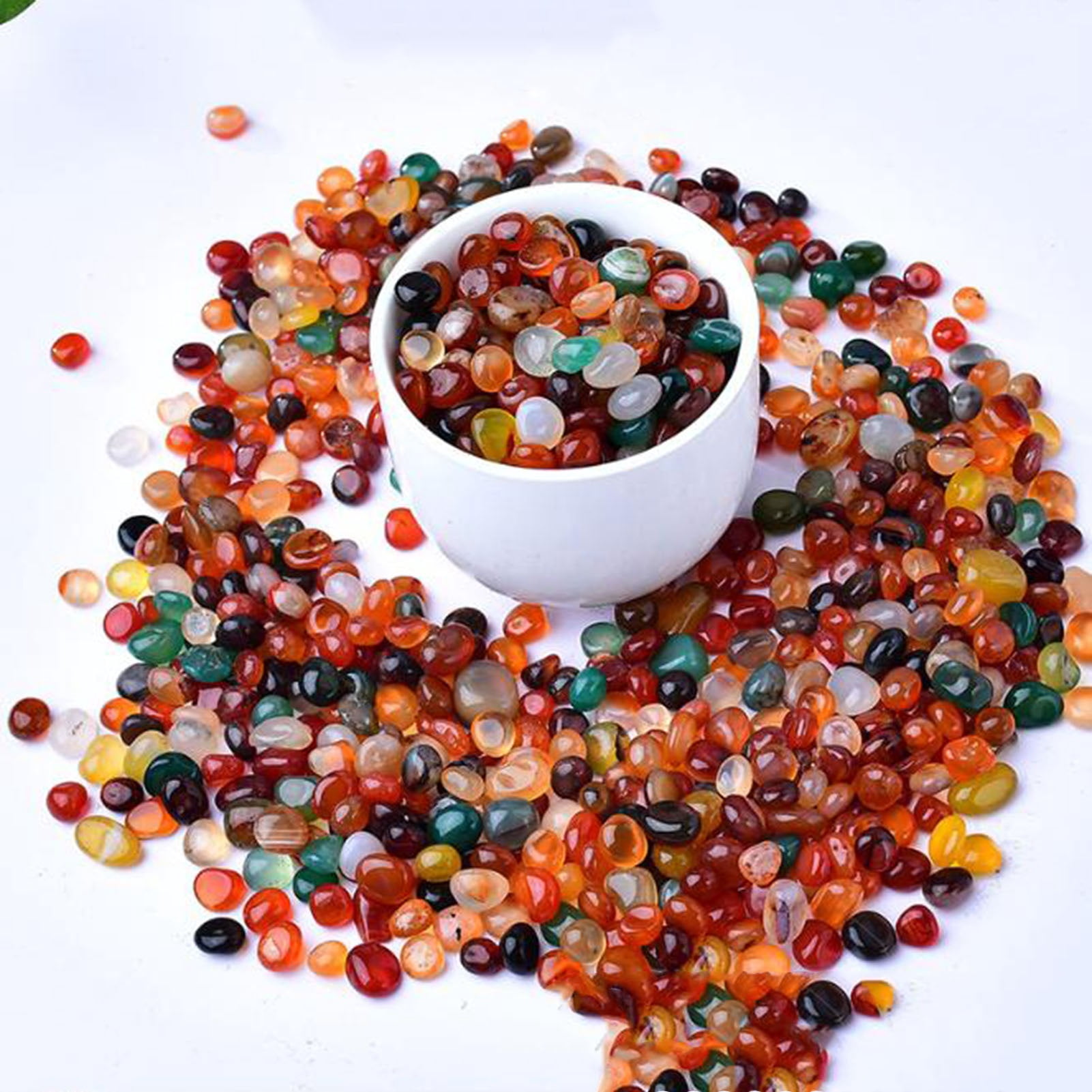 Natural Colorful Crystal Decorative Aquariums Gravel,1.1lb/500g Colored round agate Stone for Fish Tanks Plant Terrariums Decor Handwork DIY Craft