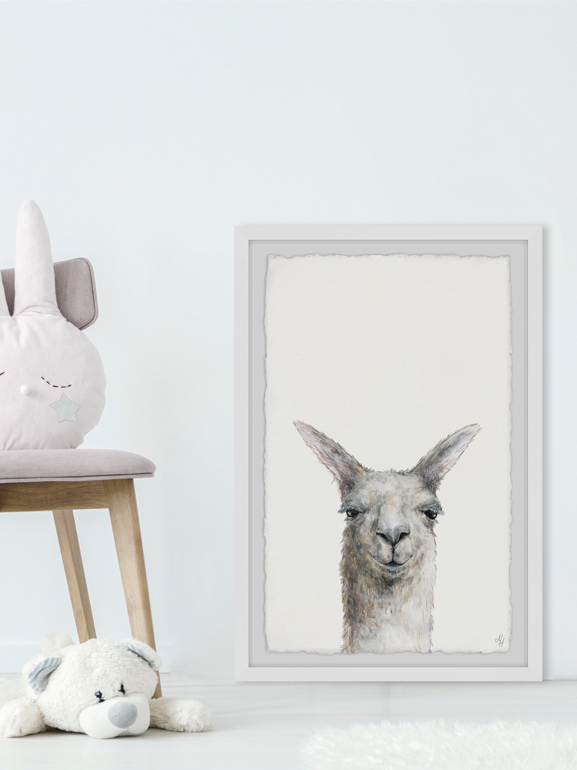 Marmont Hill Mischievous Llama Framed Wall Art, 24.00" x 1.50"