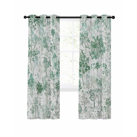 Green Botanical Blackout Curtains 72 Inches Long for Bedroom, Watercolor Spring Floral Summer Thermal Insulated Room Darkening Black Out Window Curtain Panels Grommet Drapes for Living Room