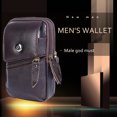 thumbnail image 4 of Bolsa Riñonera de piel de vaca para hombre. cartera para teléfono móvil con cremallera de negocios (marrón oscuro) Ehuebsd Nuevos Originales, 4 of 6