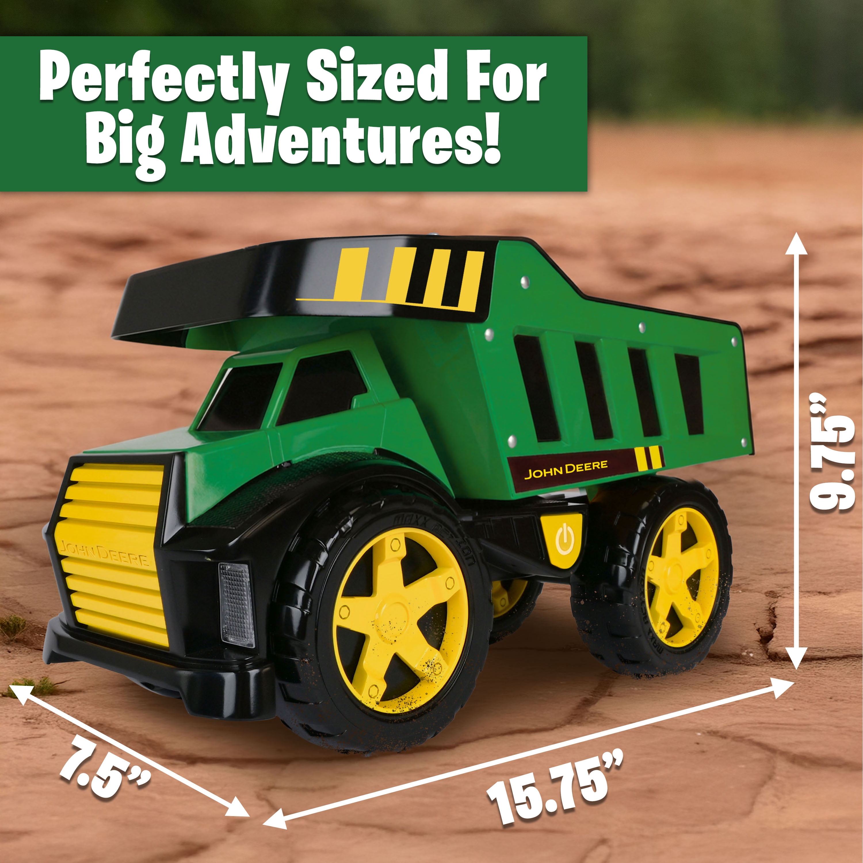 John Deere 16" Metal Dump Truck with Lights & Sounds, Children Ages Ages 3
