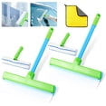 thumbnail image 1 of 2026 New Scratch-Free & Streak-Free Squeegee 5-Piece Set for Glass Cleaning, Recyclable Silicone Window Squeegee Kit, 3 in 1 Glass Cleaning Tool with Rotatable Rubber & Microfiber Scrubber (Green*2), 1 of 7