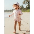 thumbnail image 5 of BemeyourBBs Toddler Baby Girl One Piece Swimsuit with Sun Hat Infant Baby Girl Bathing Suit Rash Guard Bow Print Long Sleeve Round Neck Ruffle Swimwear Summer Pool Beachwear, 5 of 9