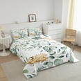 thumbnail image 3 of Cute Dog Full Size Comforter Set Green Eucalyptus Bedding Set, Kawaii Animal PetDown Comforter Botanical Plant Leaves Bed Set, Cartoon Golden Retriever Quilted Duvet, 3 of 6