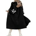 thumbnail image 4 of MORTTIC Women's Long Sleeve Letter Print Hooded Long Dust Coat with Pockets Zipper Fall Spring Fashion Outerwear Black，M, 4 of 5