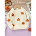 thumbnail image 6 of Hirigin Toddler Baby Boy Girl Halloween Sweater Pumpkin Embroidery Warm Pullover Knit Sweaters Sweatshirt Tops Fall Winter Clothes, 6 of 8