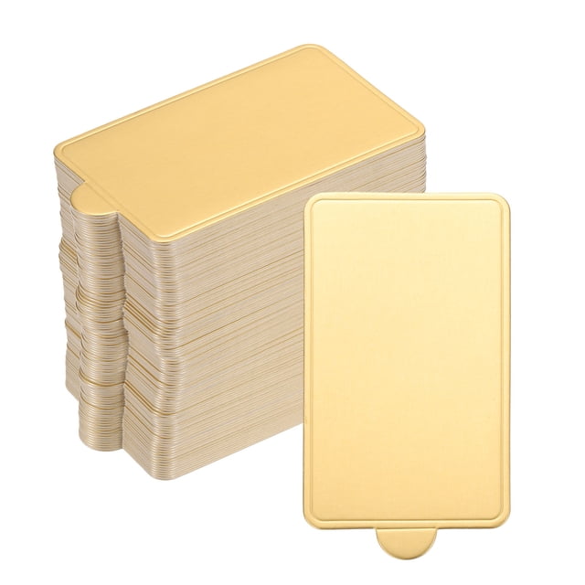 Uxcell 200pcs Mini Cake Boards, Mousse Cake Cardboards Rectangle Cake Bases (Gold)