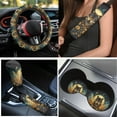 thumbnail image 3 of Yuyamidu Wolf Car Seat Cover Set of 15 Sunflower Car Floor Mats Steering Wheel Cover Seat Belt Cover Cup Mat Gear Shift Knob Cover Handbrake Cover, 3 of 6