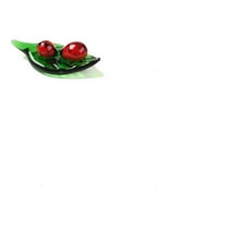 1set 1pc Glass Green Leaf & Ladybug Display Decorations Home Office Tabletop Ornaments Red 45.5x24.5x14mm