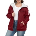 thumbnail image 3 of THDHVS Winter Coats for Women,Women's Coats,Plus Size Women's Solid Color Hoodie with Plush Lining Drop Shoulder and Zipper Thickened Sweatshirt Provides Maximum Warmth in Fashion Fits 2XL, 3 of 6