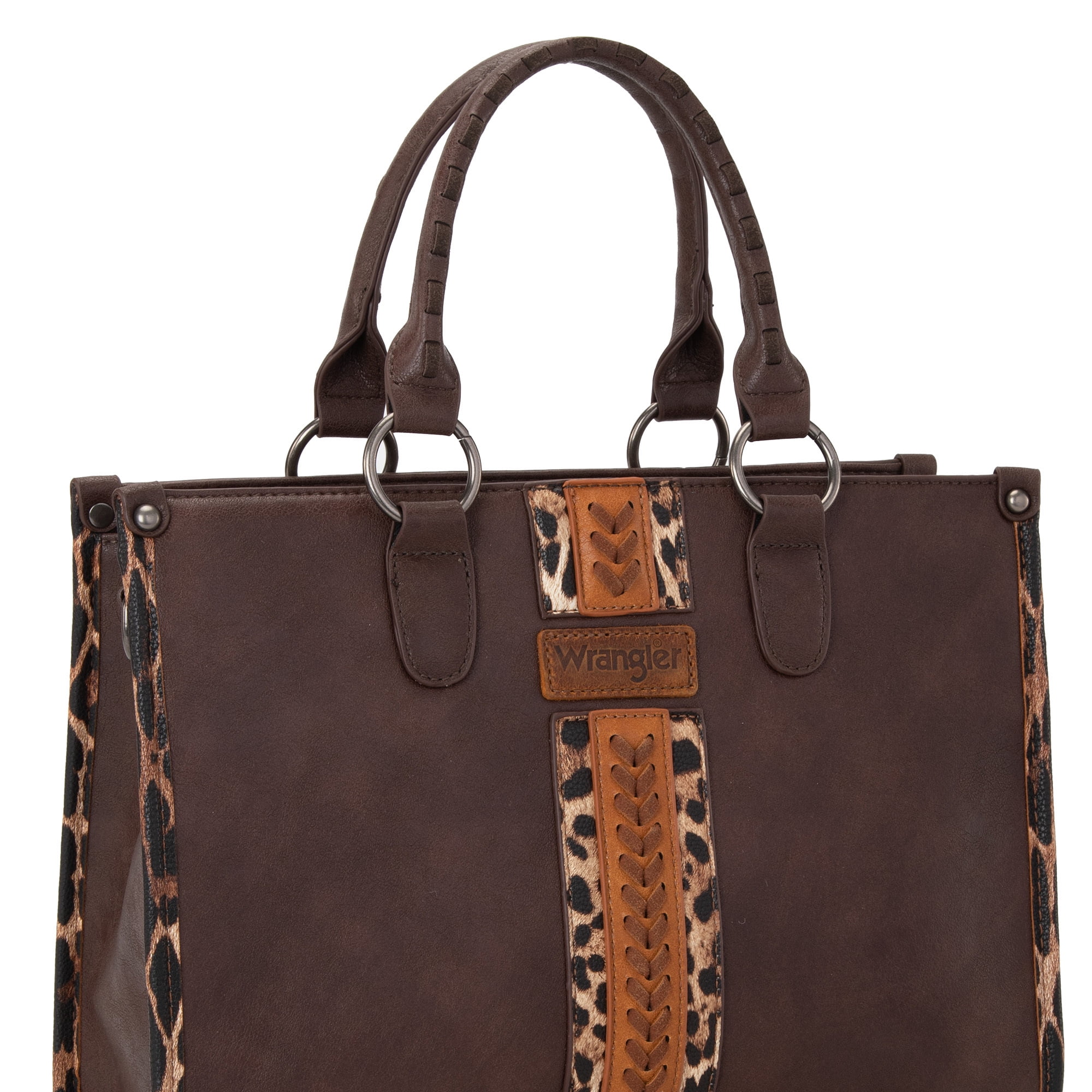 Wrangler HANDBAG Wrangler Tote Bag for Women Western Woven Shoulder Purse Leopard Print Handbags, Leopard-Coffee