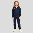 thumbnail image 2 of lnmuld Girls Outfits Two Piece Solid Color Girls Long Sleeve Hooded Zip Up Jacket with Jogger Pants Athletic Casual Playwear Outfit for Fall and Winter Size:5-6 Years, 2 of 8
