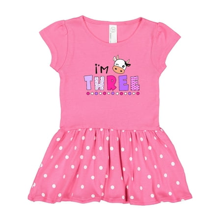 

Inktastic I m 3 Cute Cow and Polka Dots Gift Toddler Girl Dress