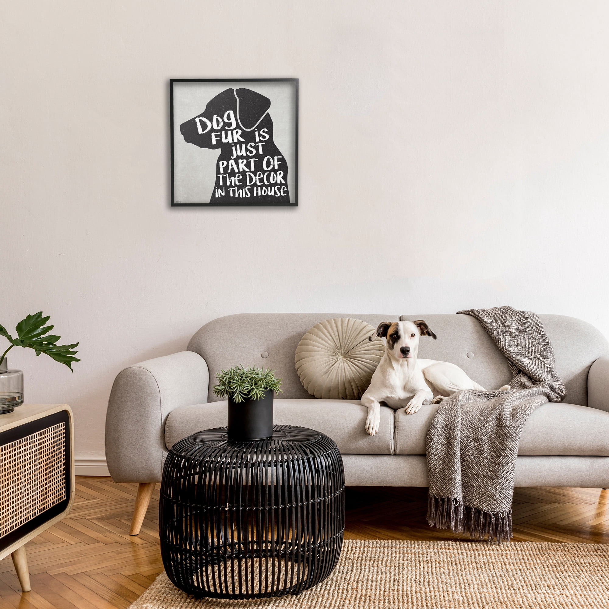 Stupell Industries Dog Fur Funny Pet Phrase Animals & Insects Painting Black Framed Art Print Wall Art, 24 x 24