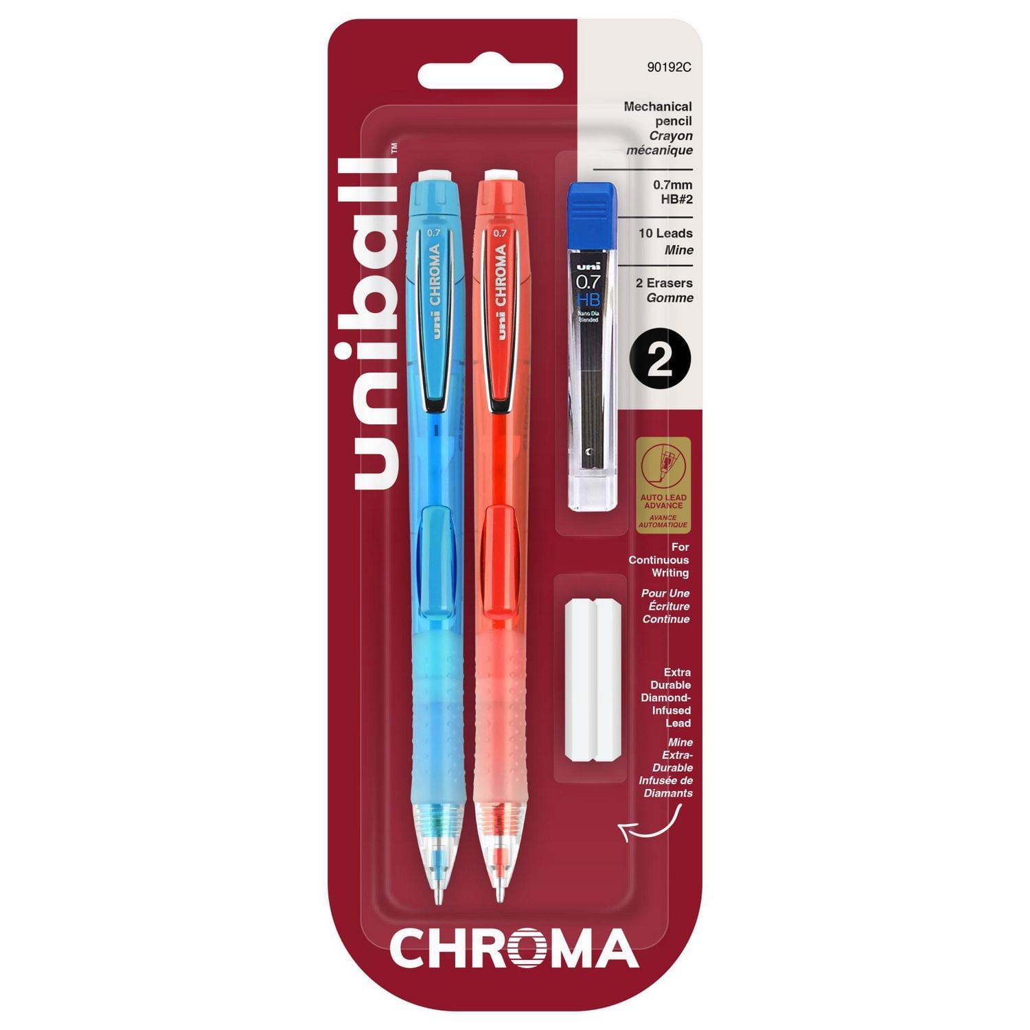 uni® Chroma Mechanical Pencil Starter Kit, 0.7mm, HB #2, Assorted Barrel - 2 Pack