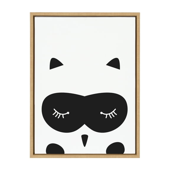 Kate and Laurel Sylvie Modern Baby Owl Framed Canvas Wall Art by Rachel Lee of My Dream Wall, 18x24 Natural, Minimalist Animal Art for Wall