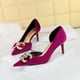 thumbnail image 5 of Zapatos de tacón alto sexys de punta puntiaguda de boca baja para banquetes para mujer, zapatos de gamuza con huecos laterales, con perlas y diamantes de agua, zapatos clásicos individuales, 5 of 5