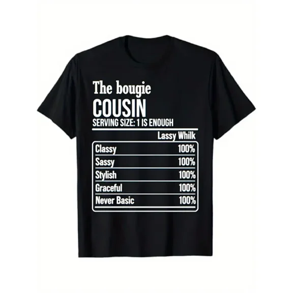 Funny Sassy Cousin Definition Nutrition Facts Unisex Gift for Family Reunion Lightweight Graphic Tee Shirt