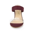 thumbnail image 6 of BLISSFUL STEP Women's Dual Clear Strap Block Heels Mules Slides Sandals Burgundy 8, 6 of 7