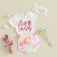 thumbnail image 4 of mgoYE Baby Girl Clothes 3Months Baby Girl Easter Outfit Ruffles Sleeve Bunny Carrot Printed Romper Short with Headband Summer Clothes(Red,6-12 Months), 4 of 9