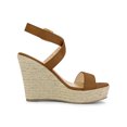 thumbnail image 3 of BLISSFUL STEP Women's Shoes Espadrille Wedge Slingback Crisscross Sandals Brown 6, 3 of 7