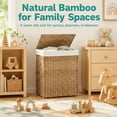 thumbnail image 2 of LEDREM 65L Foldable Laundry Hamper with Lid , Capacity Synthetic Rattan Basket, Removable Washable Liner, 23.6 Inch, Goose Yellow, 2 of 10