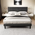 thumbnail image 2 of Ktaxon Upholstered King Size Bed Frame, Platform Bed  with Headboard, Gray, 2 of 7
