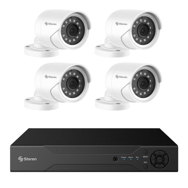 Sistema de seguridad CCTV Steren con DVR pentahíbrido 12 canales 4 cámaras disco duro