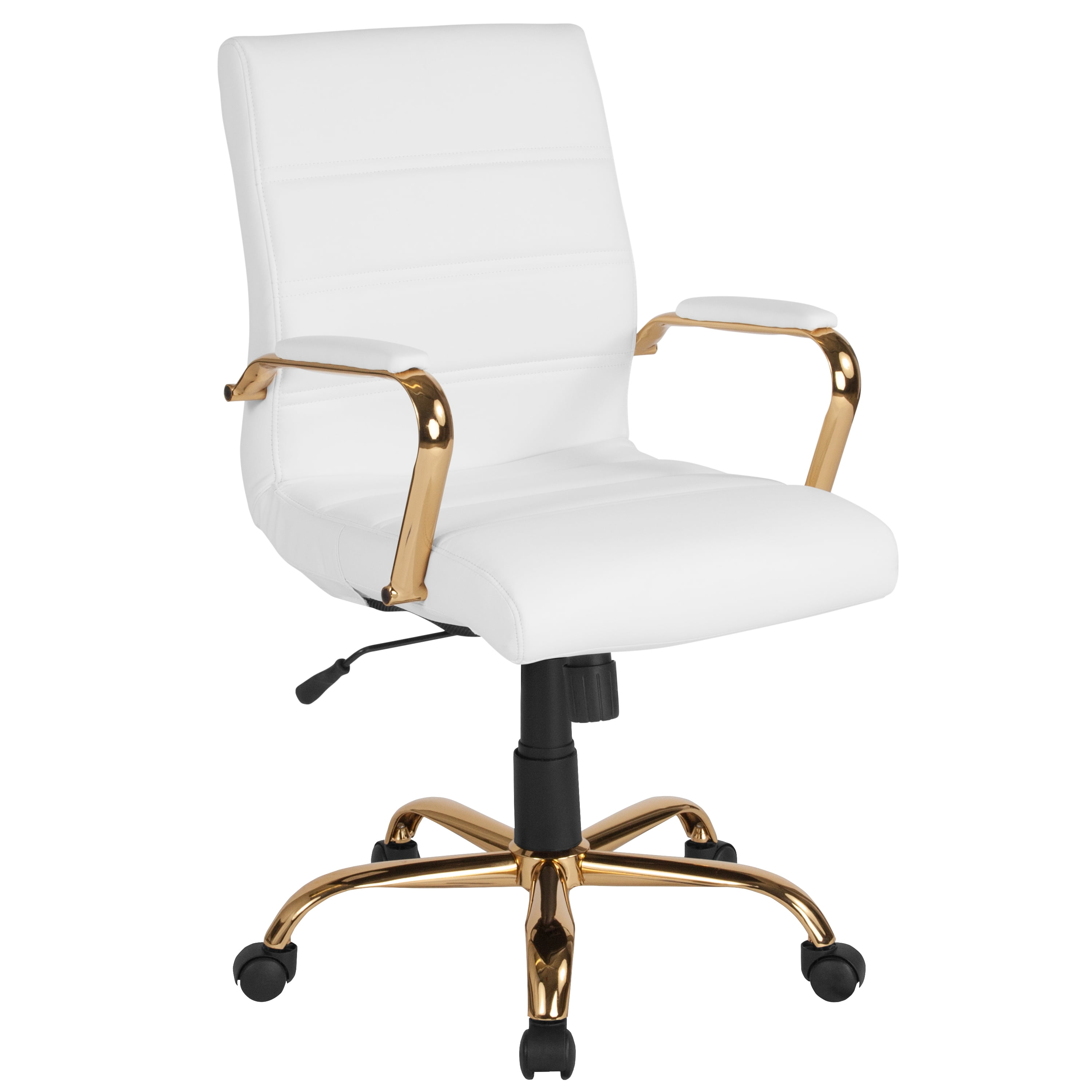 Flash Furniture Mid-Back White LeatherSoft Executive Swivel Office