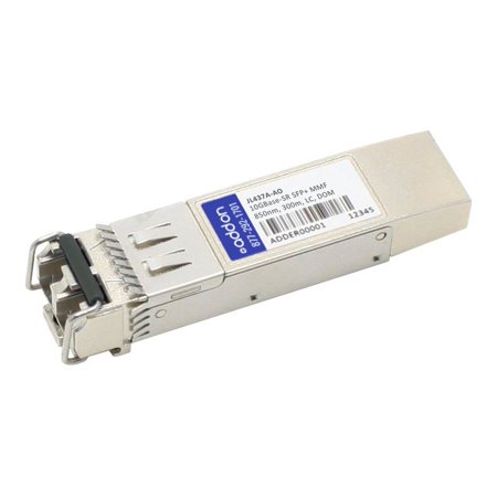 UPC: 0821455717158 | AddOn – SFP+ transceiver module (equivalent to: HP JL437A) – 10 GigE – 10GBase-SR – LC multi-mode – up to 984 ft – 850 nm – TAA Compliant – for FlexFabric 58XX  59XX