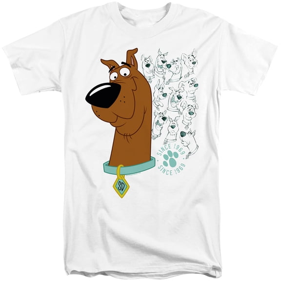 Scooby Doo Evolution Of Scooby Doo Adult Tall T-Shirt 18/1 T-Shirt White
