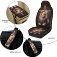 thumbnail image 6 of Xixirimido 5-Piece Car Seat Cover Set Breathable PU Leather Front Seat Covers with Seat Belt & Console Covers Universal Fit for SUV, Sedan, Truck, Brown Cross & Lion, 6 of 8