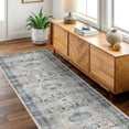thumbnail image 2 of RUUGME Washable Runner Rug 2.6'x12' - Vintage Kitchen Area Rug Stain Resistant Rugs for Living Room Bedroom Laundry Room Mat Distressed Rug Hallway Floor Carpet Runner for Bathroom(Grey/Blue), 2 of 8