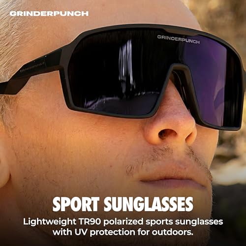 Grinderpunch Polarized Sports Sunglasses Cycling Baseball Running Ski Softball Fishing Pickleball Glasses Men Women - Black