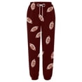thumbnail image 4 of Summer Pants for Women Boho Pants Cargo Rugby Print Loose Drawstring Cuffed Strap High Waisted Casual Summer Pants Trousers with Side Pockets, 4 of 4