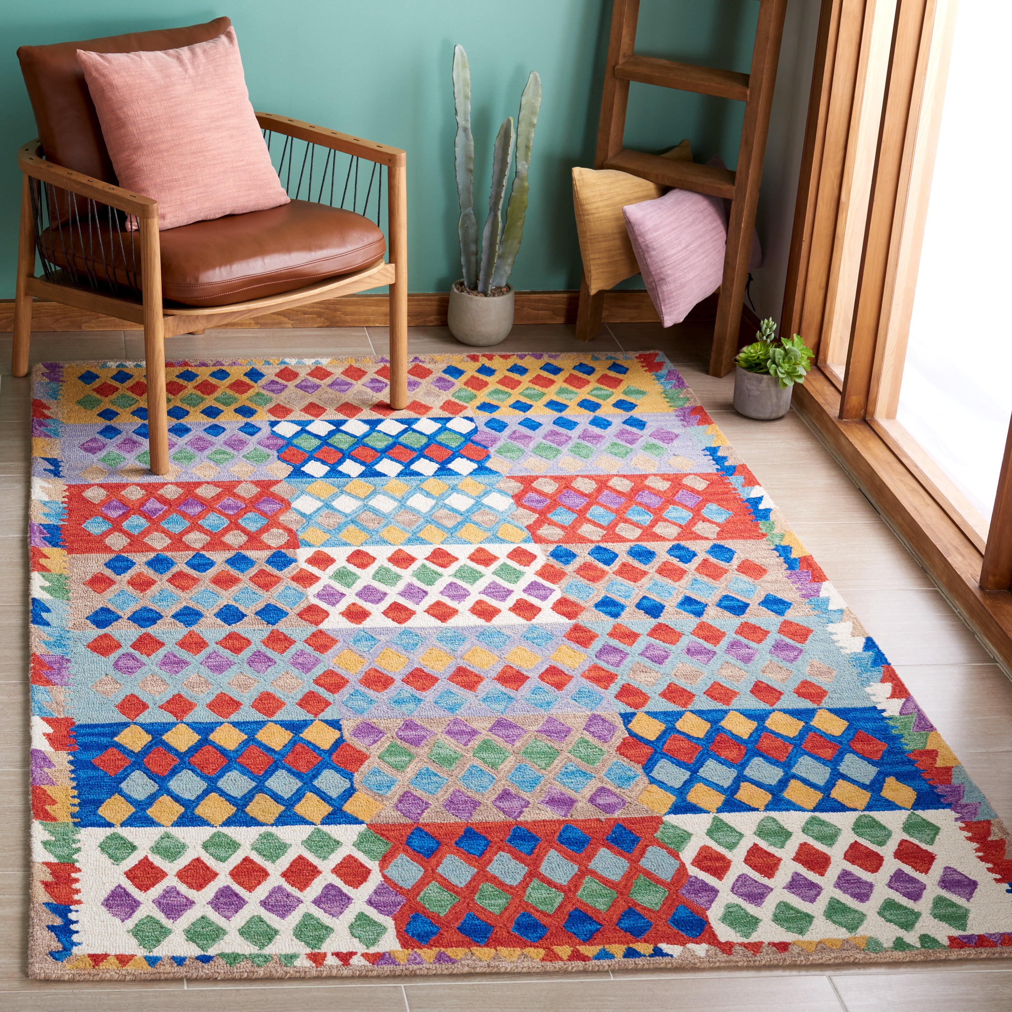 SAFAVIEH Aspen Ludwig Tribal Area Rug, Red/Blue, 7' x 7' Square