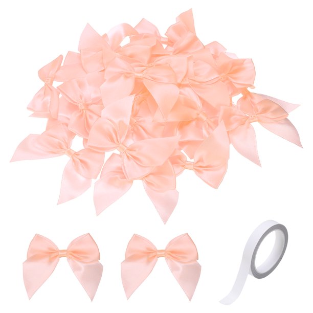 Uxcell 50Pcs Mini Lazo de Cinta 2.8" Mini Flor de Cinta de Satén con Cinta Adhesiva de Doble Cara para Manualidades DIY Costura Boda Fiesta de Cumpleaños Caqui Oscuro