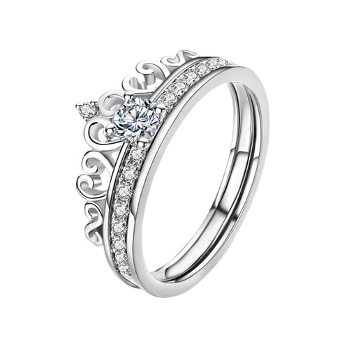 Skymirror Alloy Ring Solid Detachable Crown Detachable Crown Ladies Ring for Wedding