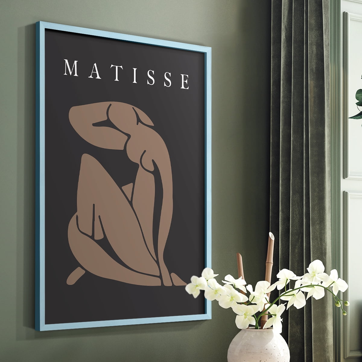 Matisse CCCLXXVII in Blue Solid Wood 22 x 28 Framed Print