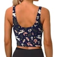 thumbnail image 3 of Fotbe Retro Rabbit Flower Pattern Womens' Sports Bra Longline Wirefree Padded with Medium Support Sports Moisture-Wicking Workou Vest,Tank Top-, 3 of 9