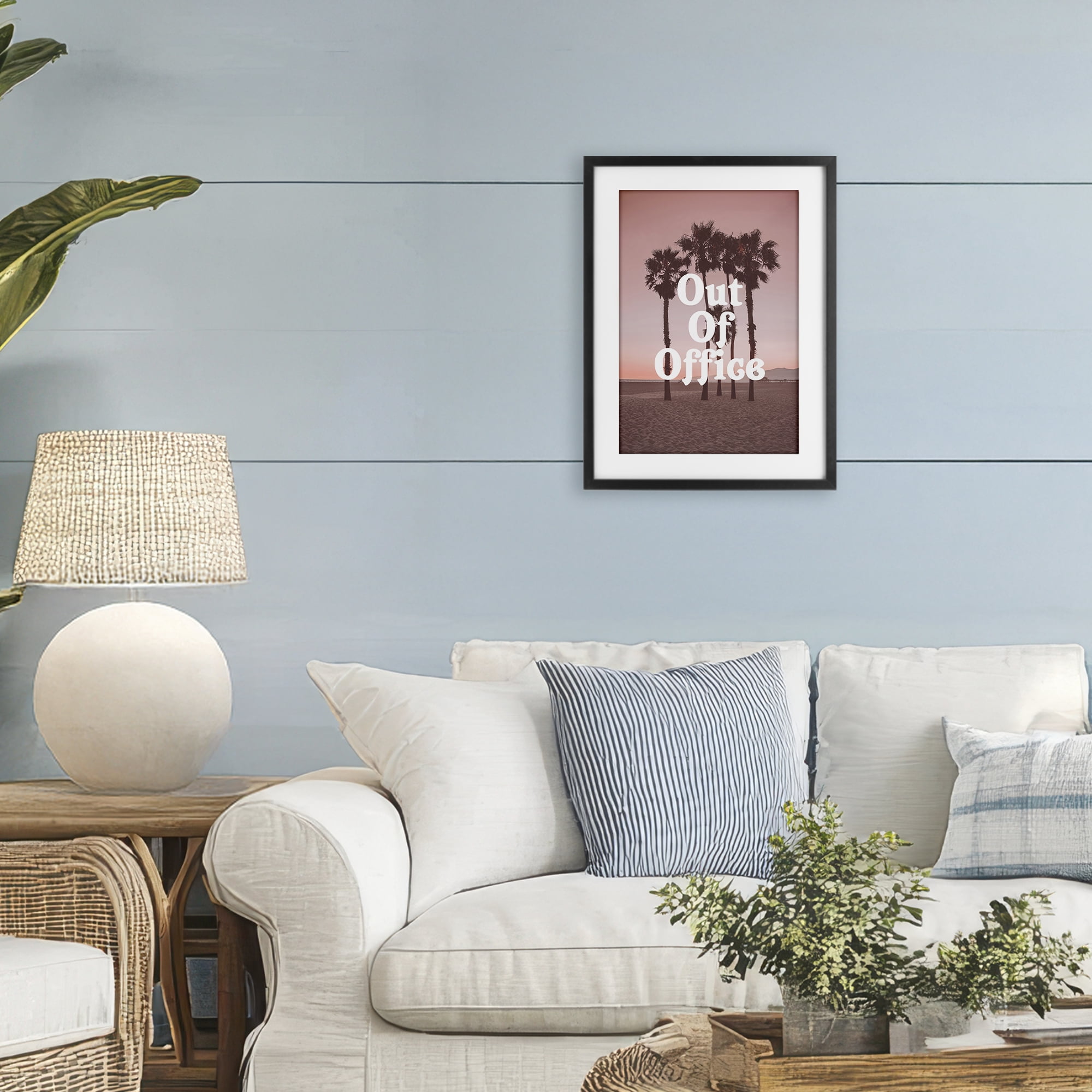 Stupell Industries Pink Tropical Out Of Office Black Framed Print Under Glass, design by Lil' Rue