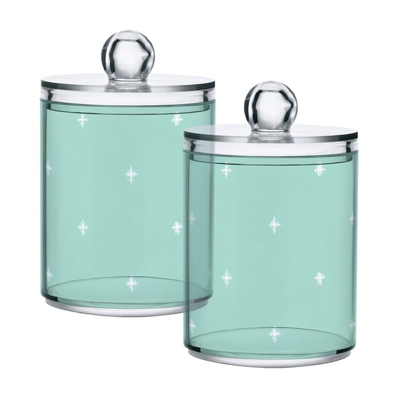 Polka Dots Cotton Swabs Cans Translucent Plastic Canisters Dustproof Lid for Bathroom Storage