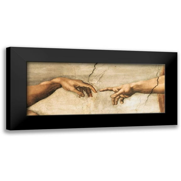 Michelangelo 14x8 Black Modern Framed Museum Art Print Titled - Creazione di Adamo-particol