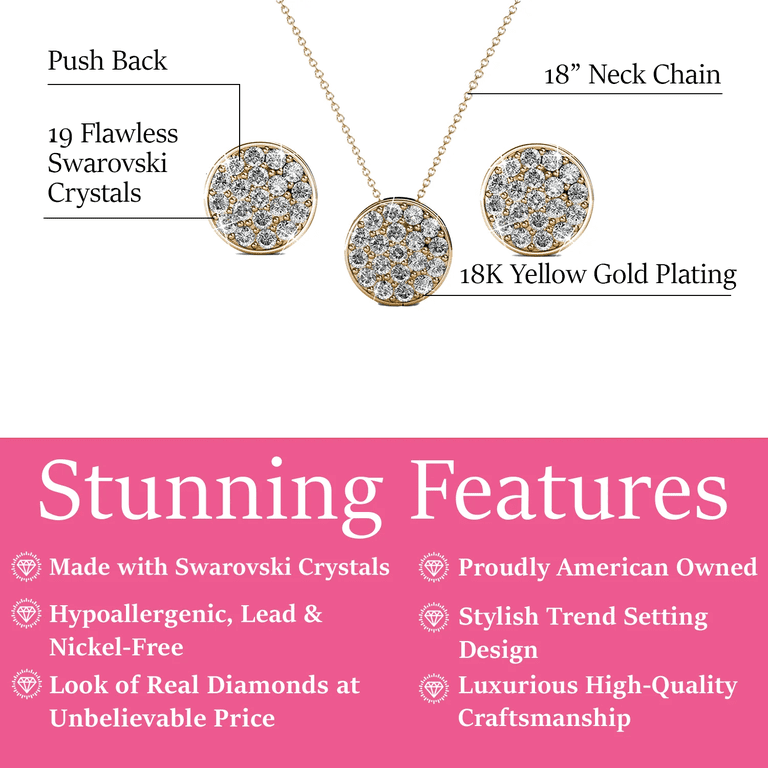 Cate & Chloe Nelly Yellow Gold Stud Necklace & Earrings Set photo 3