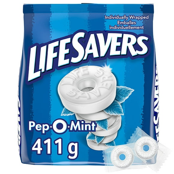 LIFE SAVERS, Pep O Mint Candy, Sharing Bag, 411g, Bag, 411g