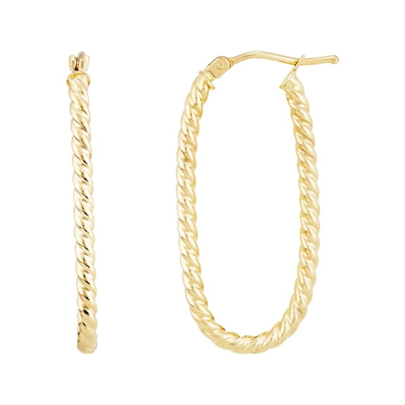 Brilliance Fine Jewelry 10K Yellow Gold Hollow Oval Hoop Earrings