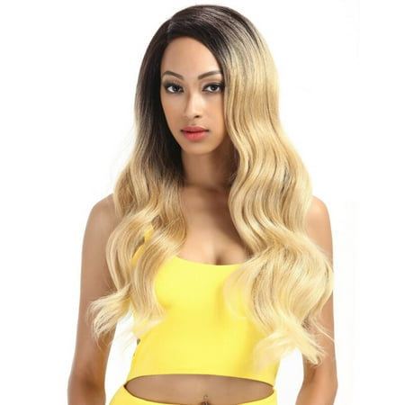Noble Hair Lace Front ombre blonde Wig 28 inch Long wavy african american Synthetic (Best Wigs For African American Hair)